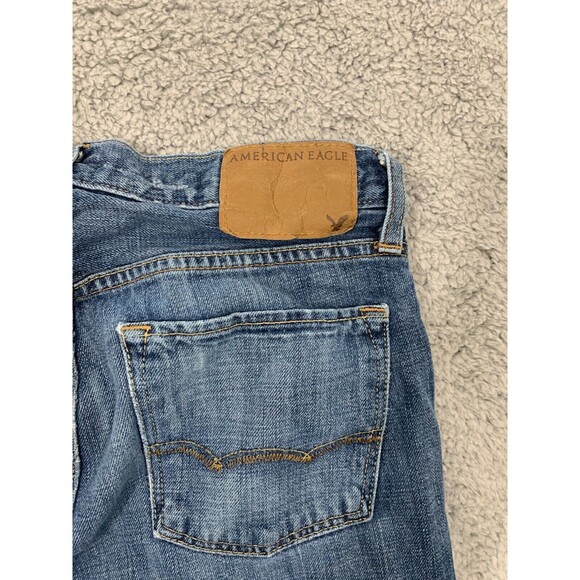 American Eagle 29/30 Original Straight Distressed Denim Blue Jeans Destroyed - Picture 4 of 13